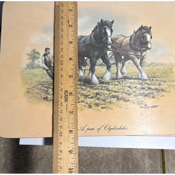 Seerey-Lester Horse Scene Placemats Tablemats Felt Backing 11 x 8" Set of 4 - Picture 9 of 11